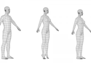 Maschio e femmina naturali in maglia di base A-Pose Modello 3D