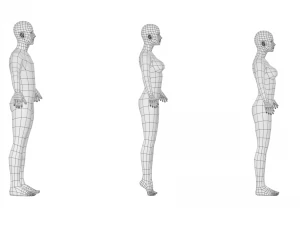 Maschio e femmina naturali in maglia di base A-Pose Modello 3D