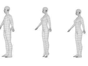 Maschio e femmina naturali in maglia di base A-Pose Modello 3D