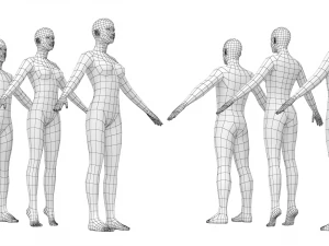 Maschio e femmina naturali in maglia di base A-Pose Modello 3D