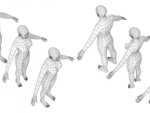 Maschio e femmina naturali in maglia di base A-Pose Modello 3D