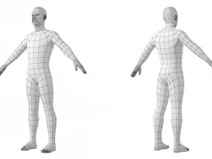 Maschio e femmina naturali in maglia di base A-Pose Modello 3D