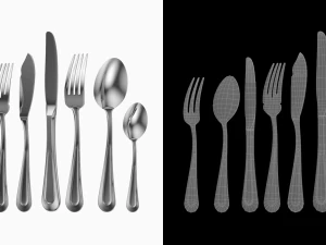 Juego de Cubiertos Cl&aacute;sicos de 9 Piezas COLECCI&Oacute;N Modelo 3D