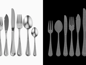 Juego de Cubiertos Cl&aacute;sicos de 9 Piezas COLECCI&Oacute;N Modelo 3D