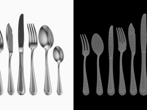 Juego de Cubiertos Cl&aacute;sicos de 9 Piezas COLECCI&Oacute;N Modelo 3D