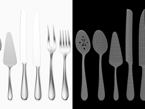 Conjunto de Talheres Gen&eacute;ricos para Servir com 7 Pe&ccedil;as COLE&Ccedil;&Atilde;O Modelo 3D