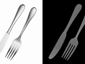 Dessert Knife and Fork Generic Cutlery 3D Model