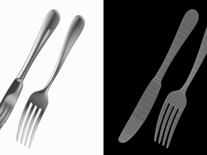 Dessert Knife and Fork Generic Cutlery Modelo 3D