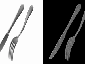 Dessert Knife and Fork Generic Cutlery 3D Model