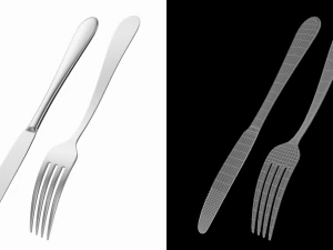Dessert Knife and Fork Generic Cutlery 3D Model
