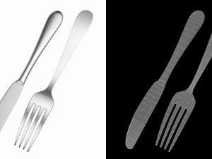 Dessert Knife and Fork Generic Cutlery 3D Model
