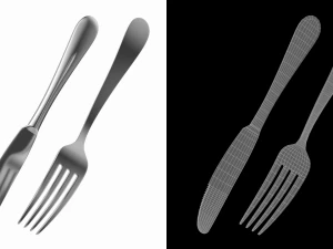 Dessert Knife and Fork Generic Cutlery 3D Model