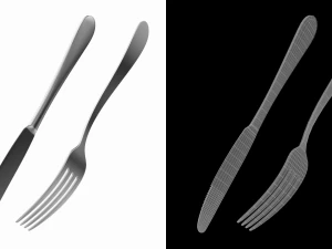 Dessert Knife and Fork Generic Cutlery 3D Model