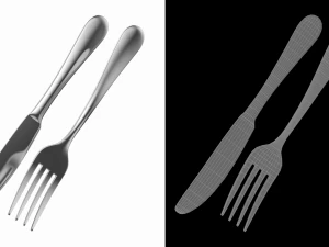 Table Dinner Knife and Fork Generic Cutlery 3D Model