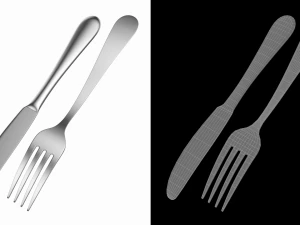 Table Dinner Knife and Fork Generic Cutlery 3D Model