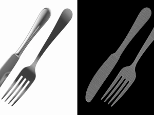 Table Dinner Knife and Fork Generic Cutlery 3D Model