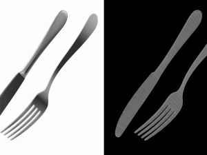 Table Dinner Knife and Fork Generic Cutlery 3D Model