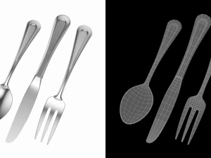 Dessert Knife Fork Spoon Classic Cutlery 3D Model