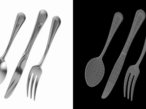Dessert Knife Fork Spoon Classic Cutlery 3D Model