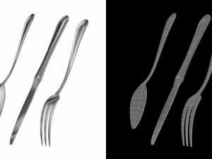 Dessert Knife Fork Spoon Classic Cutlery 3D Model