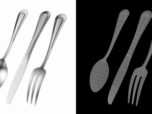 Dessert Knife Fork Spoon Classic Cutlery 3D Model