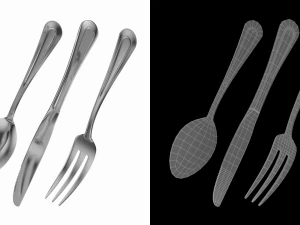 Dessert Knife Fork Spoon Classic Cutlery 3D Model