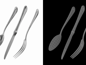 Dessert Knife Fork Spoon Classic Cutlery 3D Model