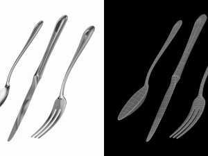 Dessert Knife Fork Spoon Classic Cutlery 3D Model