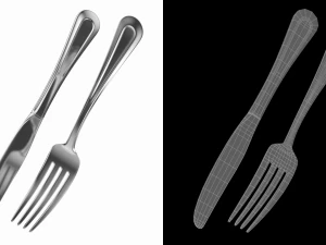 Table Dinner Knife and Fork Classic Cutlery 3D Model