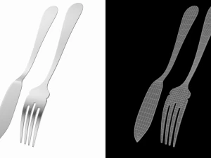 Fish Knife and Fork Generic Cutlery 3D Model