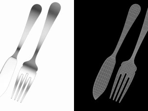 Fish Knife and Fork Generic Cutlery 3D Model
