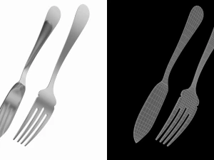Fish Knife and Fork Generic Cutlery 3D Model