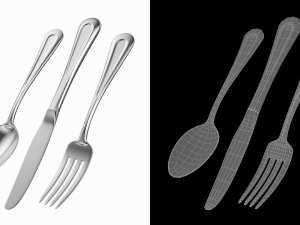 Table Dinner Knife Fork Spoon Classic Cutlery COLLECTION 3Dモデル