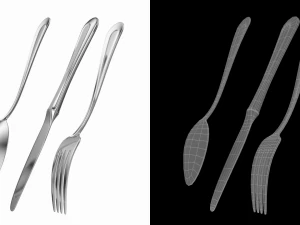 Table Dinner Knife Fork Spoon Classic Cutlery COLLECTION 3D Model