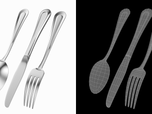 Table Dinner Knife Fork Spoon Classic Cutlery COLLECTION 3Dモデル