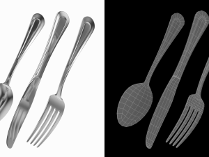 Table Dinner Knife Fork Spoon Classic Cutlery COLLECTION 3Dモデル