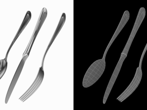 Table Dinner Knife Fork Spoon Classic Cutlery COLLECTION 3Dモデル