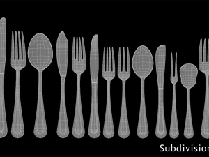 Classic Cutlery 17 Pieces COLLECTION 3D Model