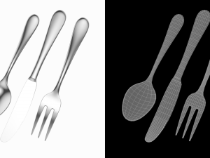 Dessert Knife Fork Spoon Generic Cutlery Modèle 3D