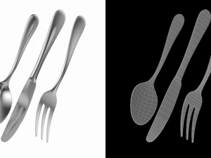 Dessert Knife Fork Spoon Generic Cutlery 3D Model