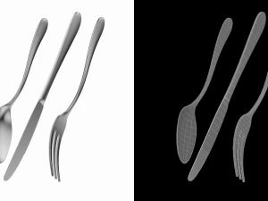Dessert Knife Fork Spoon Generic Cutlery 3D Model