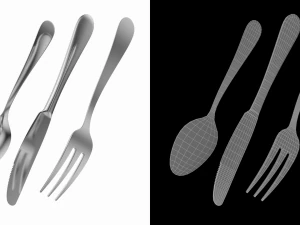 Dessert Knife Fork Spoon Generic Cutlery 3D Model