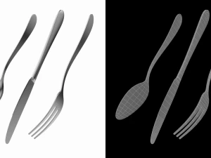 Dessert Knife Fork Spoon Generic Cutlery 3D Model