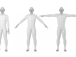 Natural Male in 3 Modeling Poses Base Mesh 3D Model