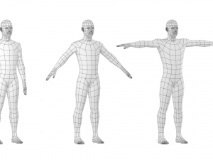 Natural Male in 3 Modeling Poses Base Mesh 3D Model