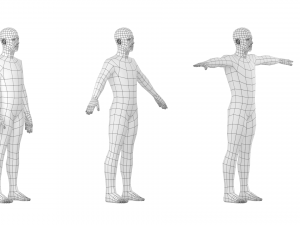 Natural Male in 3 Modeling Poses Base Mesh 3D Model