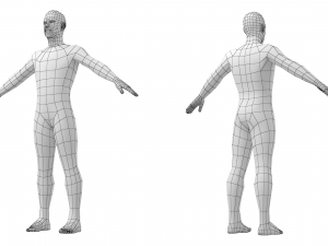 Natural Male in 3 Modeling Poses Base Mesh 3D Model