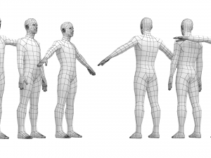 Natural Male in 3 Modeling Poses Base Mesh 3D Model