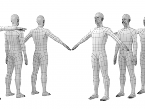 Natural Male in 3 Modeling Poses Base Mesh 3D Model