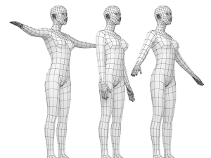 Natural Female in 3 Modeling Poses Base Mesh 3D Model